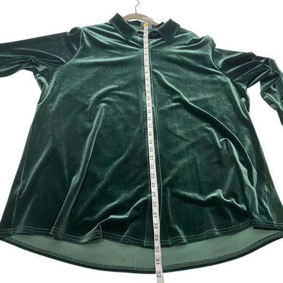 Soft Surroundings Green Velvet Button-Up tunic top Shirt 2X soft lux NWOT plus - Picture 7 of 8